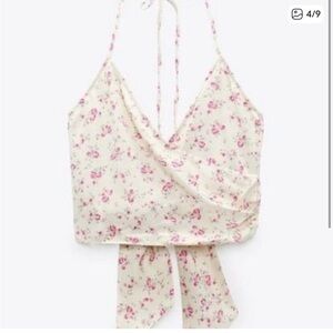 Zara Pink Floral Wrap Crop Top